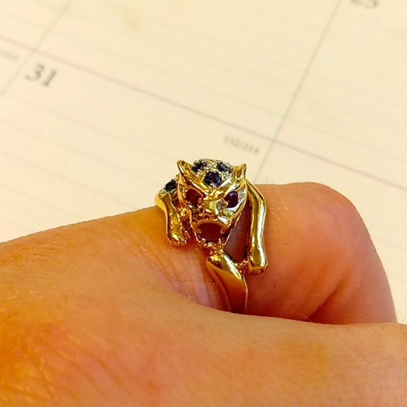 Jewelry - 14k panther sapphire and ruby ring